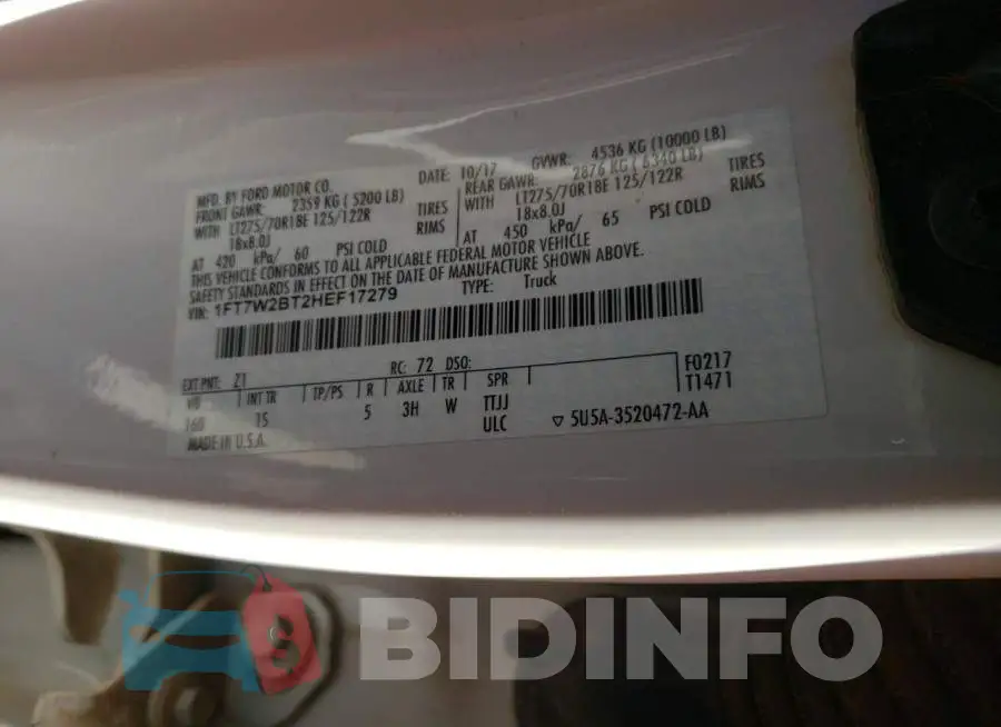 1FT7W2BT2HEF17279 Photo# 10