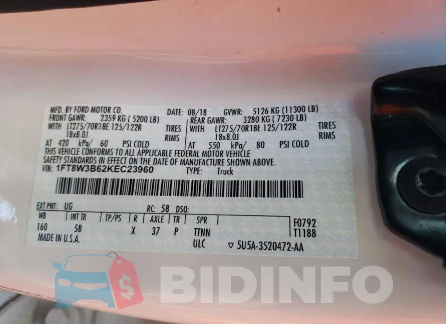 1FT8W3B62KEC23960 Photo# 10