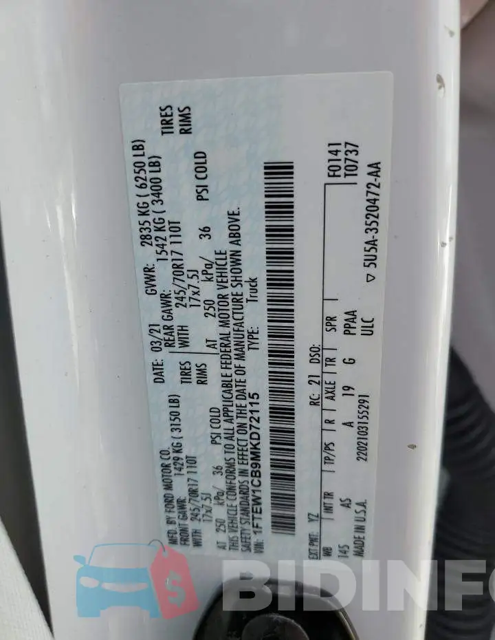 1FTEW1CB9MKD72115 Photo# 10