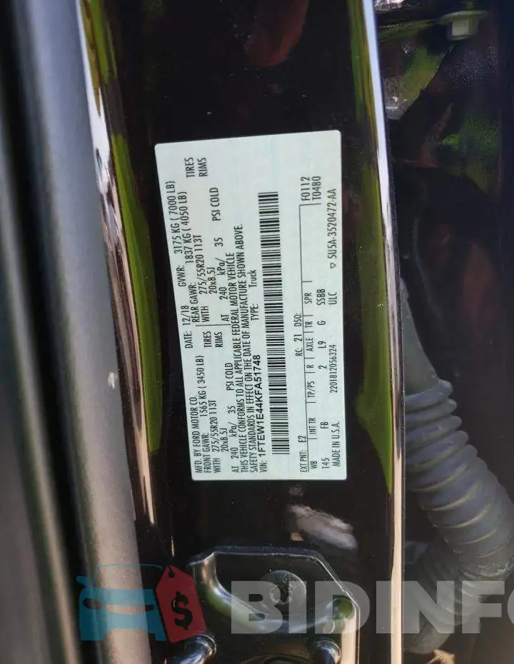 1FTEW1E44KFA51748 Photo# 10