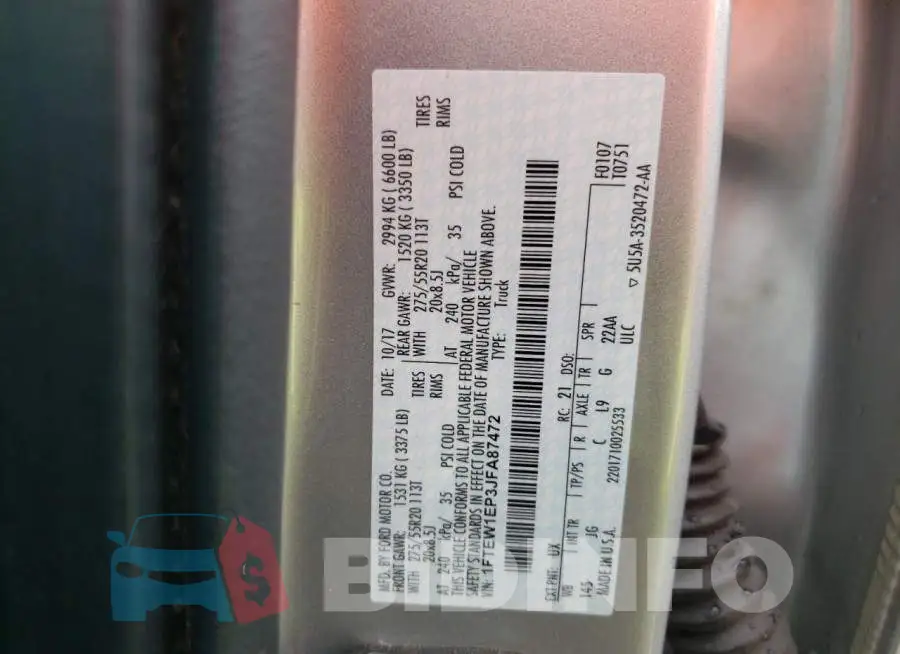 1FTEW1EP3JFA87472 Photo# 10