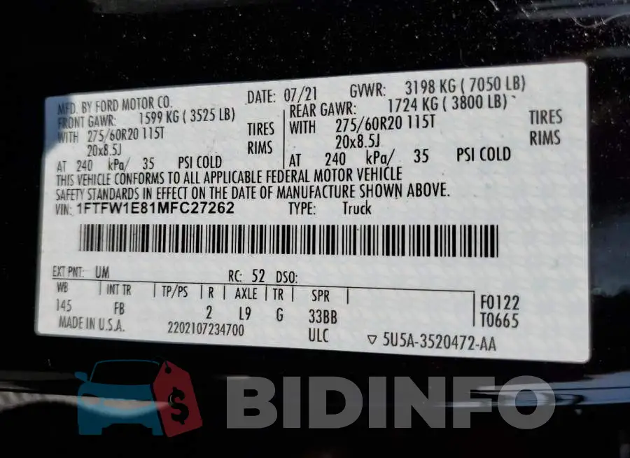1FTFW1E81MFC27262 Photo# 10