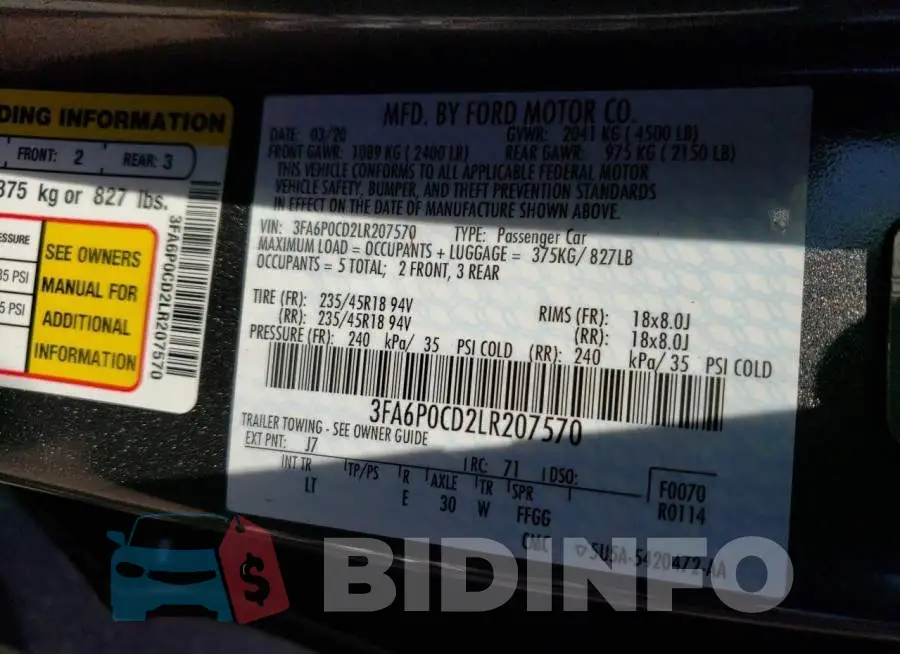3FA6P0CD2LR207570 Photo# 10