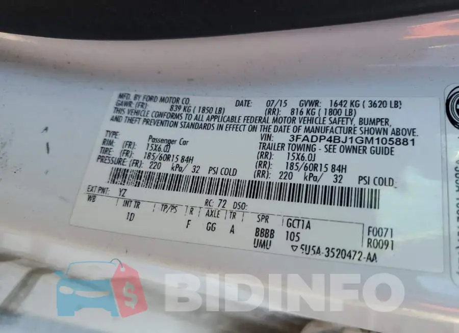 3FADP4BJ1GM105881 Photo# 10