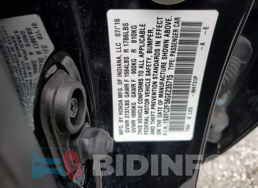 19XFC2F56GE235715 Photo# 10