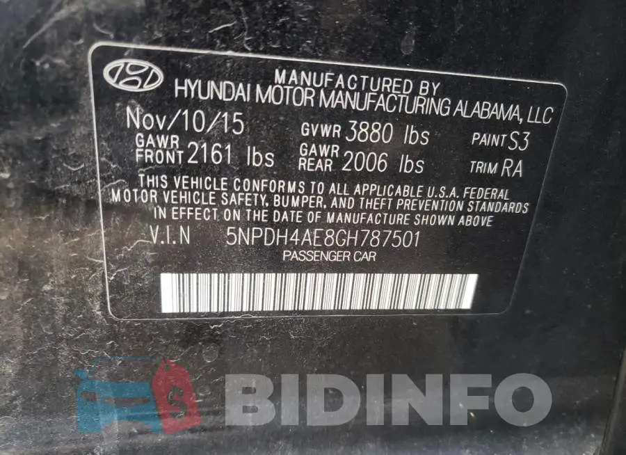 5NPDH4AE8GH787501 Photo# 10