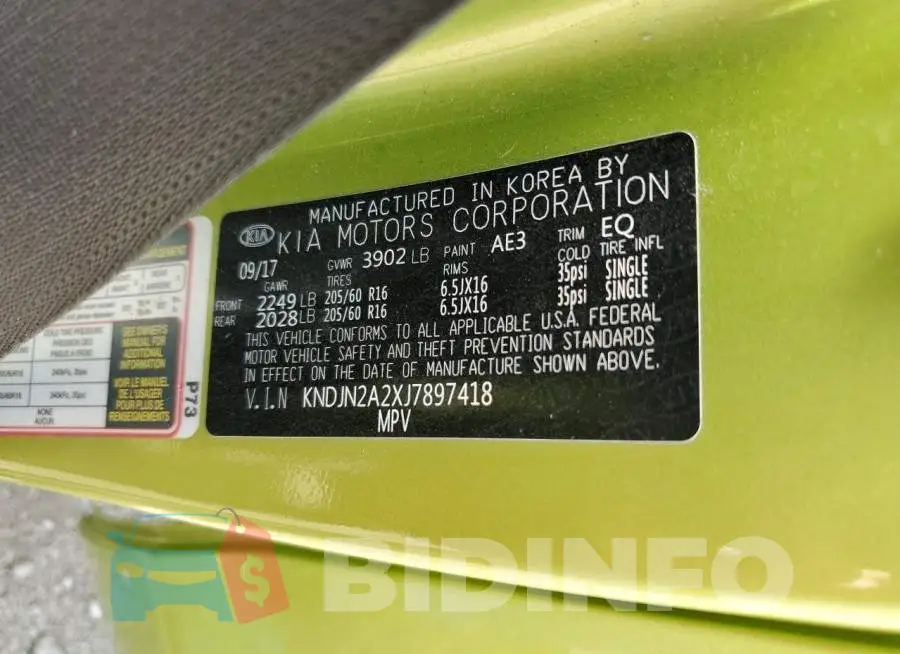 KNDJN2A2XJ7897418 Photo# 10