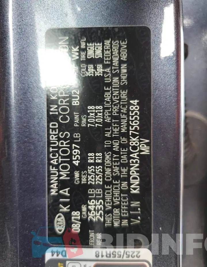 KNDPN3AC8K7565584 Photo# 10