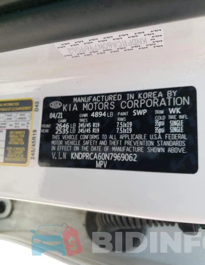 KNDPRCA60N7969062 Photo# 10
