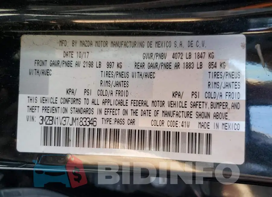 3MZBN1V37JM183346 Photo# 10