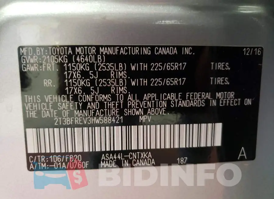2T3BFREV3HW588421 Photo# 10