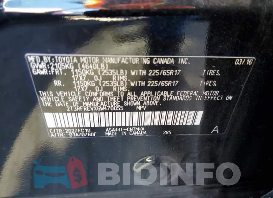 2T3RFREVXGW470055 Photo# 10