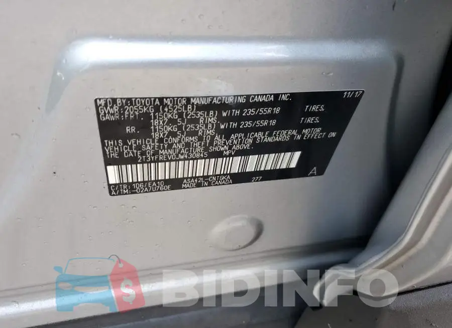 2T3YFREV0JW430845 Photo# 10