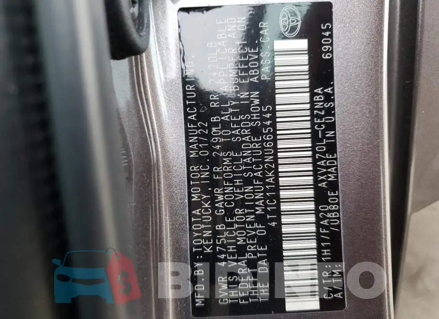 4T1C11AK2NU665445 Photo# 12