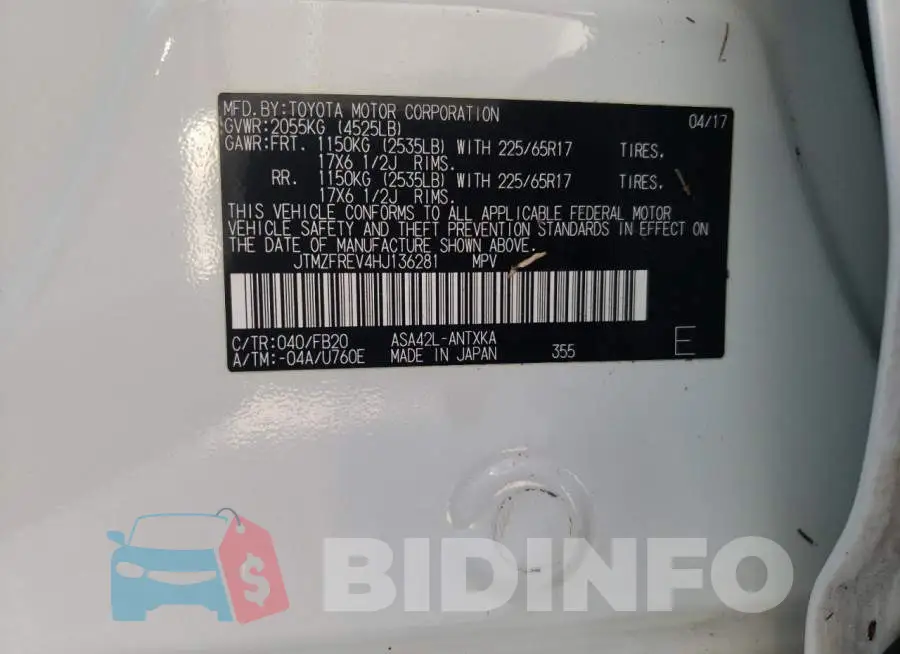JTMZFREV4HJ136281 Photo# 10