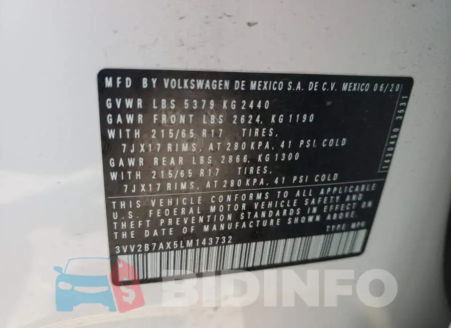 3VV2B7AX5LM143732 Photo# 10