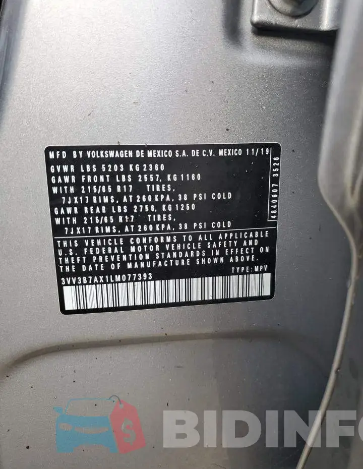 3VV3B7AX1LM077393 Photo# 10
