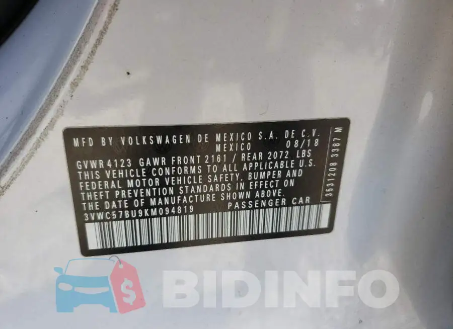 3VWC57BU9KM094819 Photo# 10