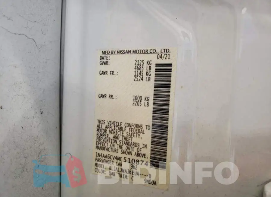 1N4AA6CV4MC510874 Photo# 10