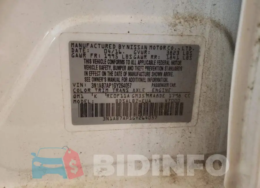 3N1AB7AP1GY264057 Photo# 10