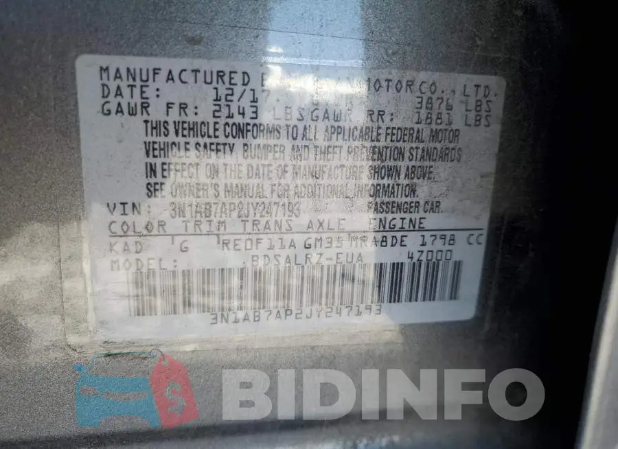 3N1AB7AP2JY247193 Photo# 10