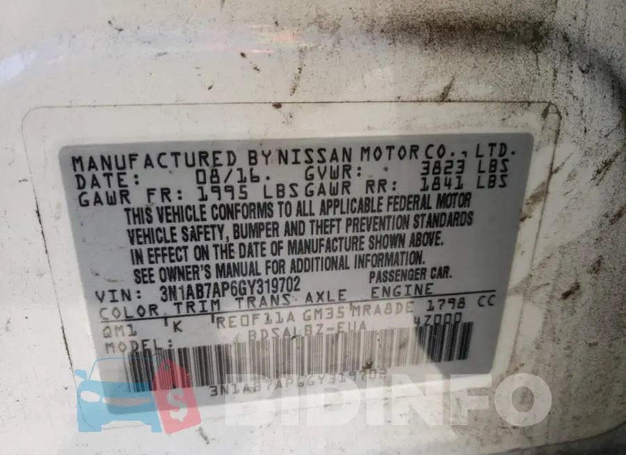 3N1AB7AP6GY319702 Photo# 10