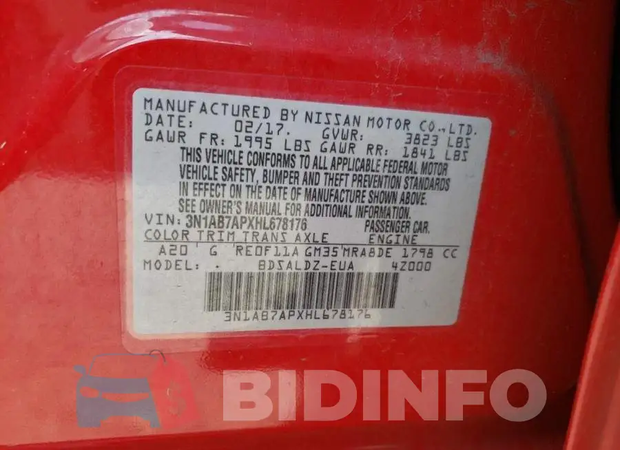 3N1AB7APXHL678176 Photo# 10