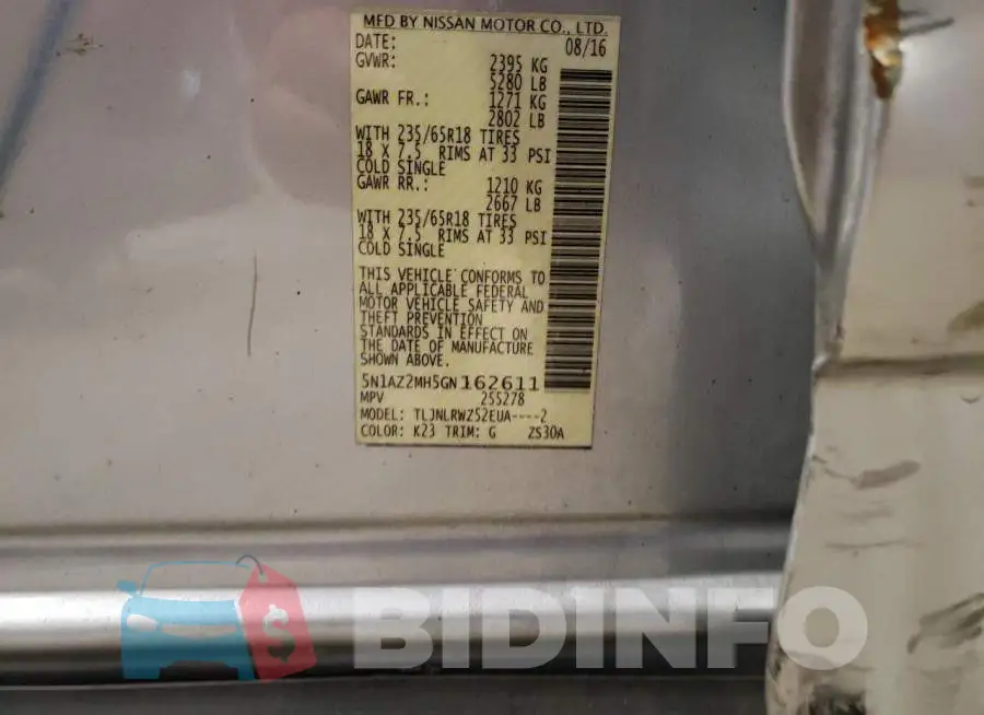 5N1AZ2MH5GN162611 Photo# 10