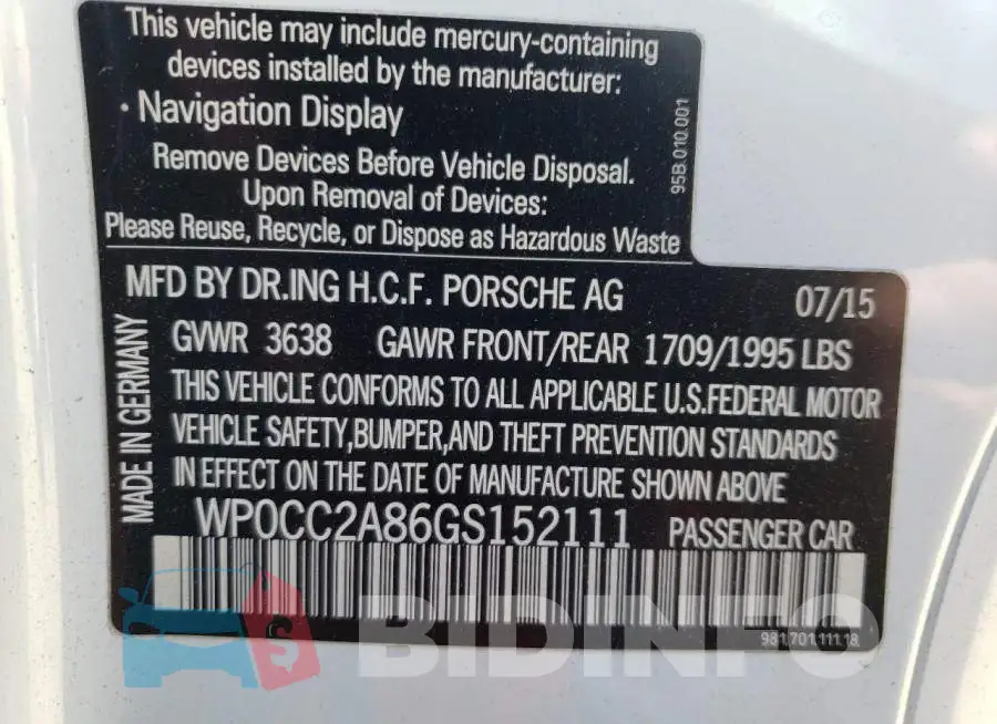 WP0CC2A86GS152111 Photo# 10