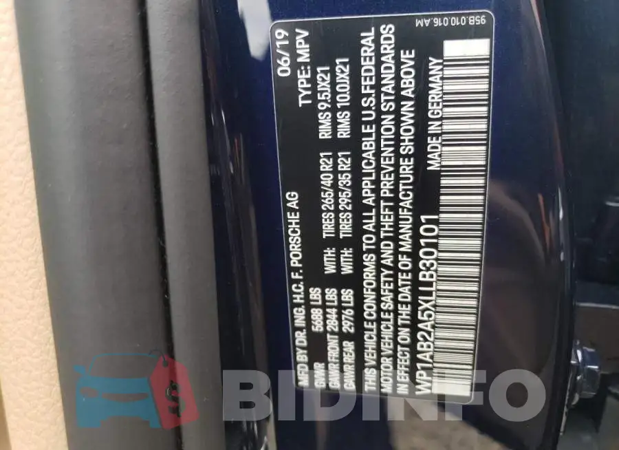 WP1AB2A5XLLB30101 Photo# 10