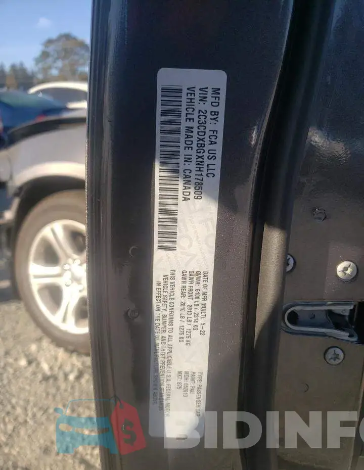 2C3CDXBGXNH178509 Photo# 10
