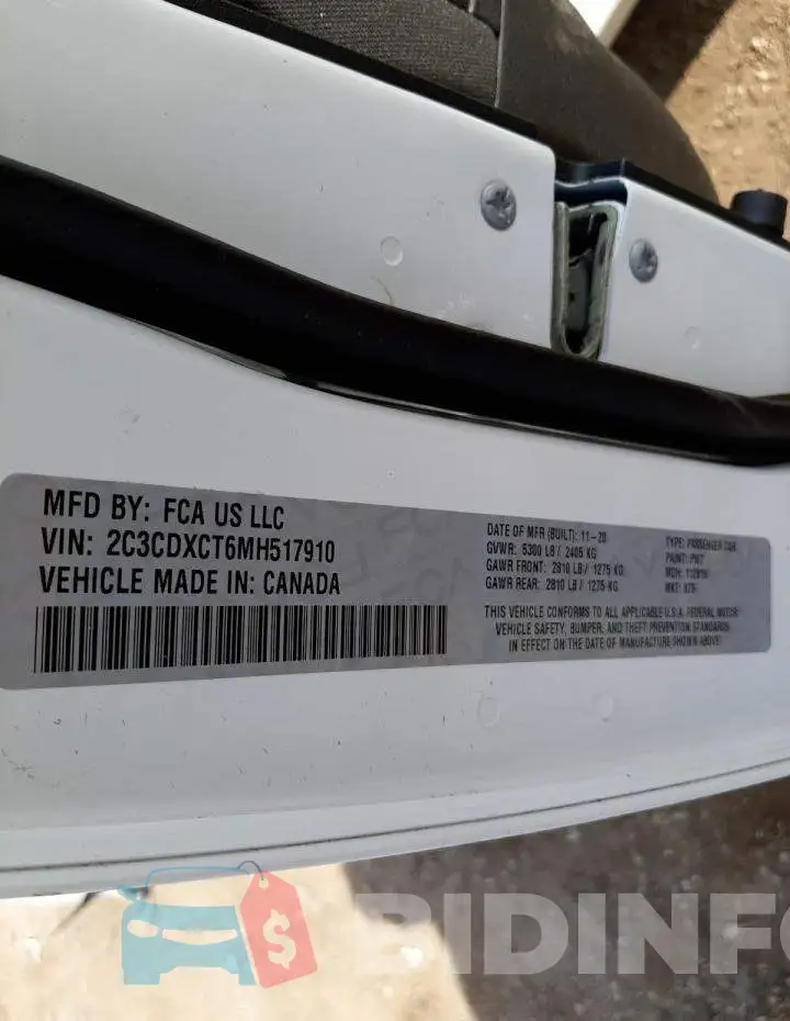 2C3CDXCT6MH517910 Photo# 10