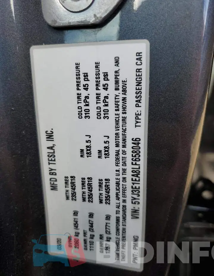 5YJ3E1EA8LF658046 Photo# 10
