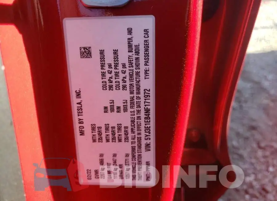 5YJ3E1EB4NF171972 Photo# 10