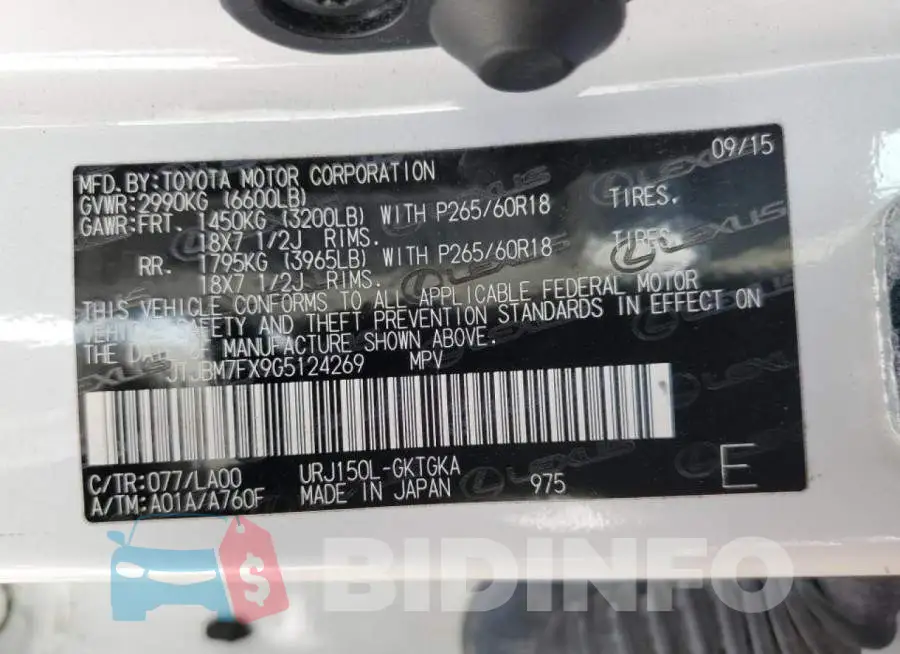 JTJBM7FX9G5124269 Photo# 10