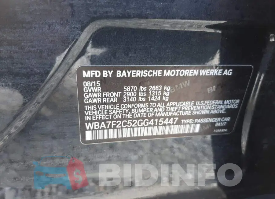 WBA7F2C52GG415447 Photo# 10