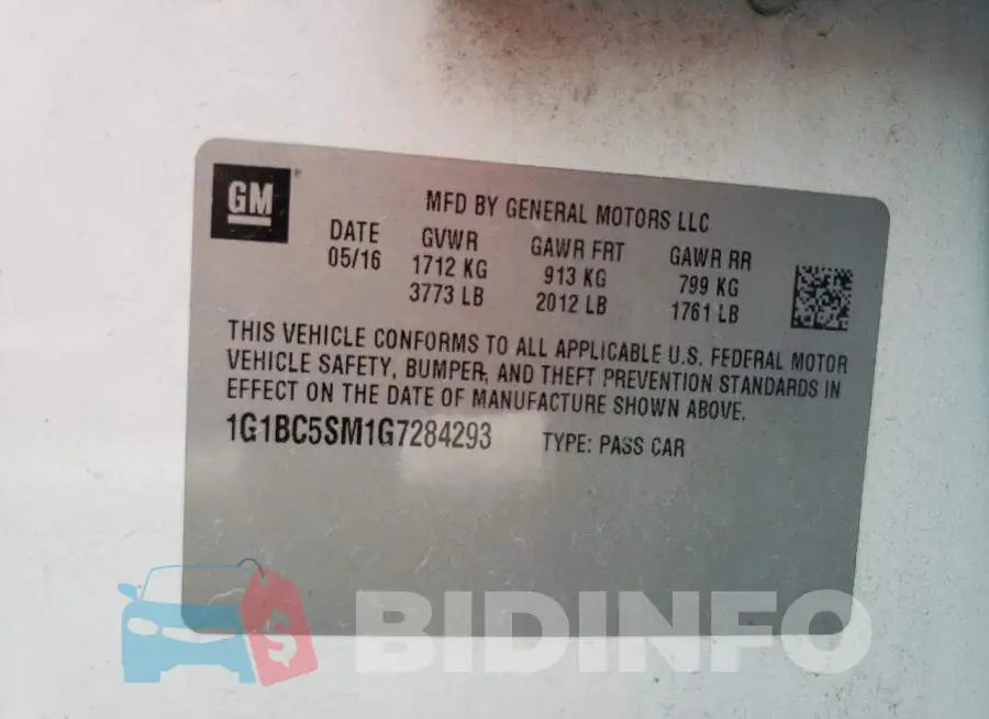 1G1BC5SM1G7284293 Photo# 10