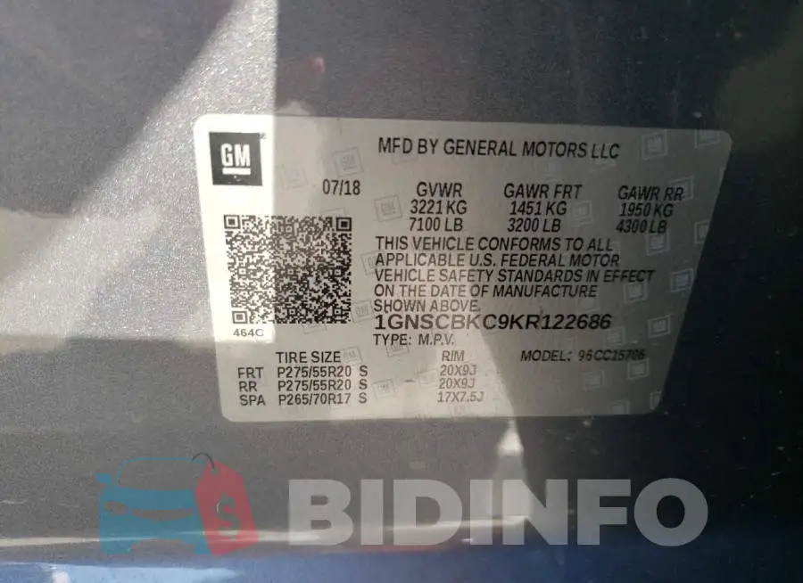 1GNSCBKC9KR122686 Photo# 10
