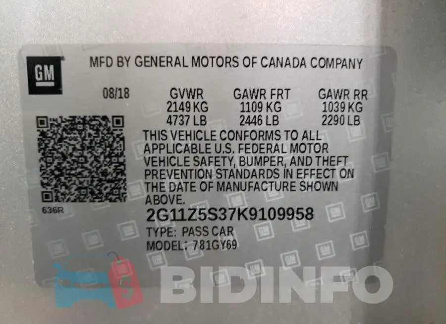 2G11Z5S37K9109958 Photo# 10