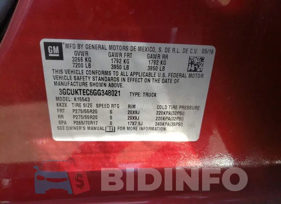 3GCUKTEC6GG348021 Photo# 10