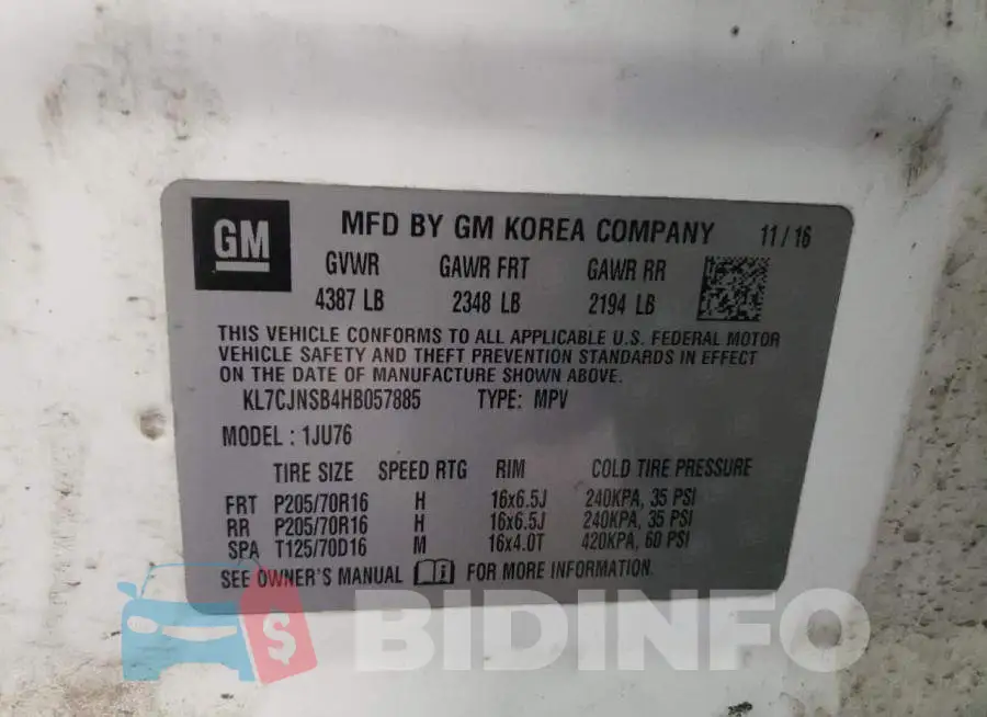KL7CJNSB4HB057885 Photo# 10