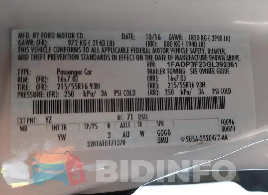 1FADP3F23GL392381 Photo# 12