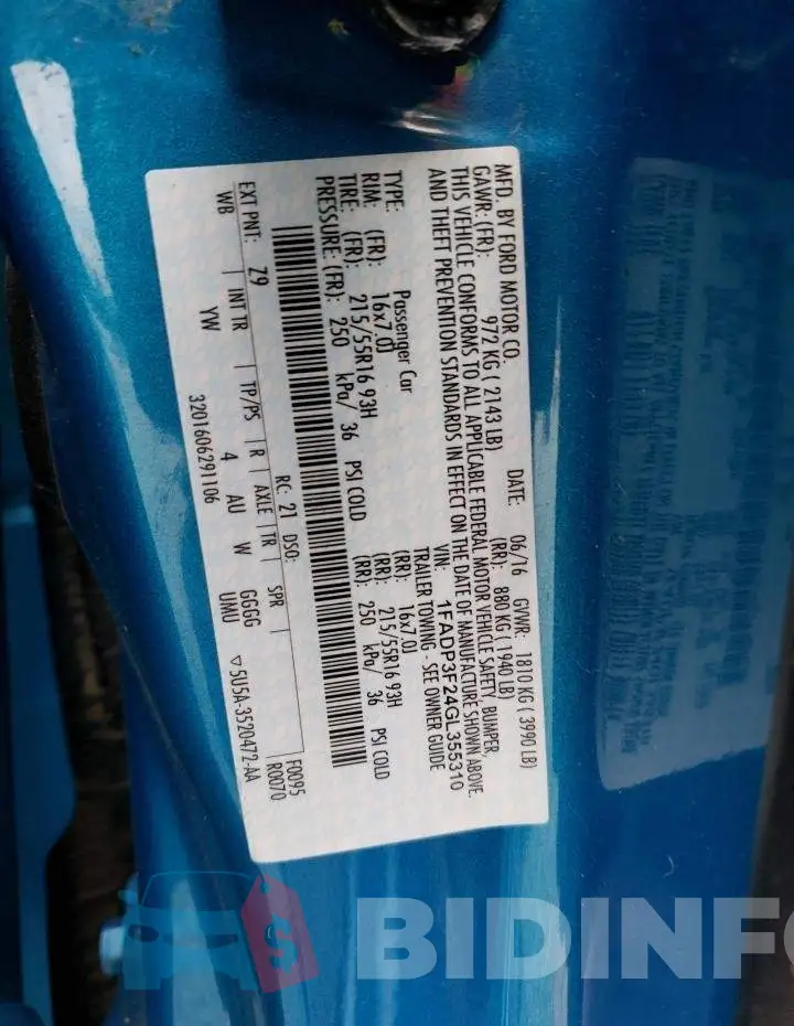 1FADP3F24GL355310 Photo# 10