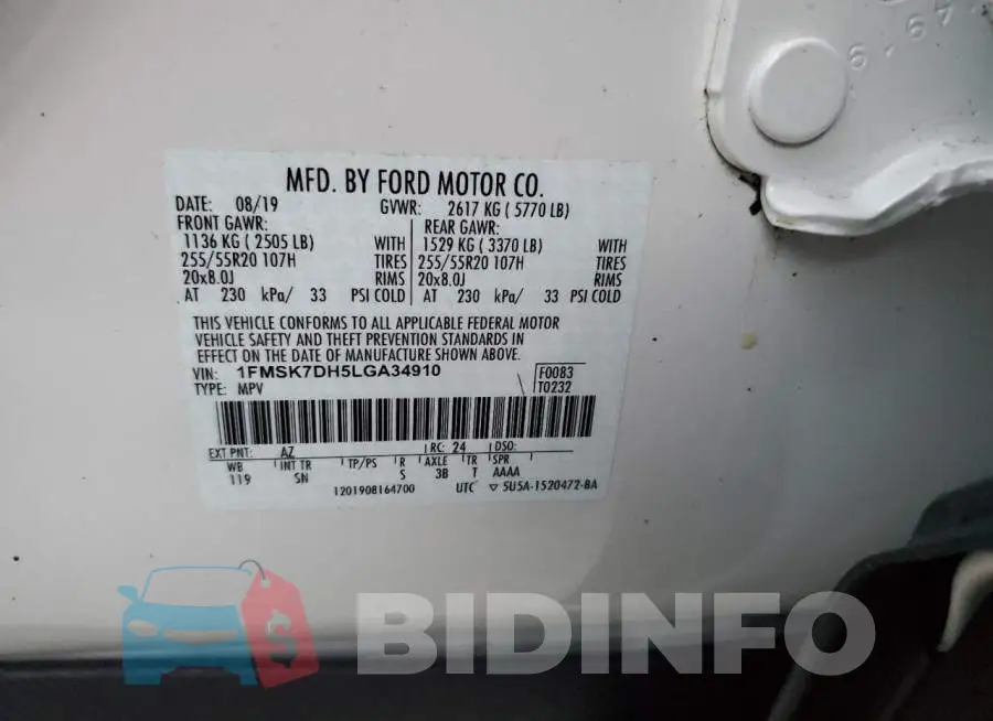 1FMSK7DH5LGA34910 Photo# 10