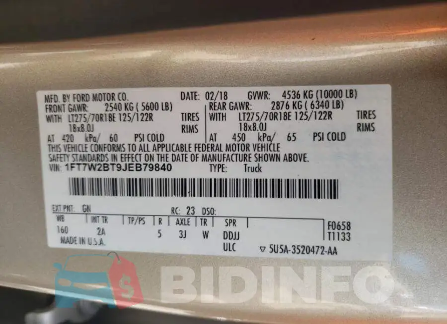 1FT7W2BT9JEB79840 Photo# 10