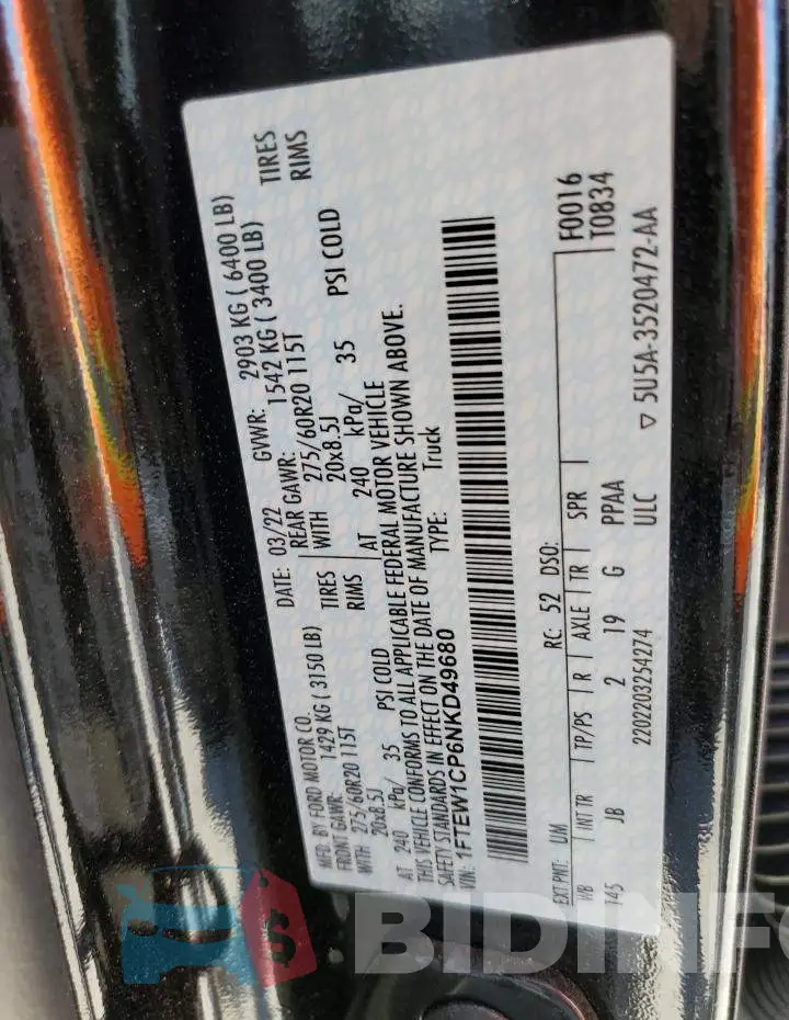 1FTEW1CP6NKD49680 Photo# 10