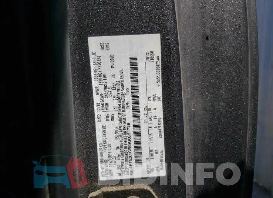 1FTEX1CB0KKC51726 Photo# 10