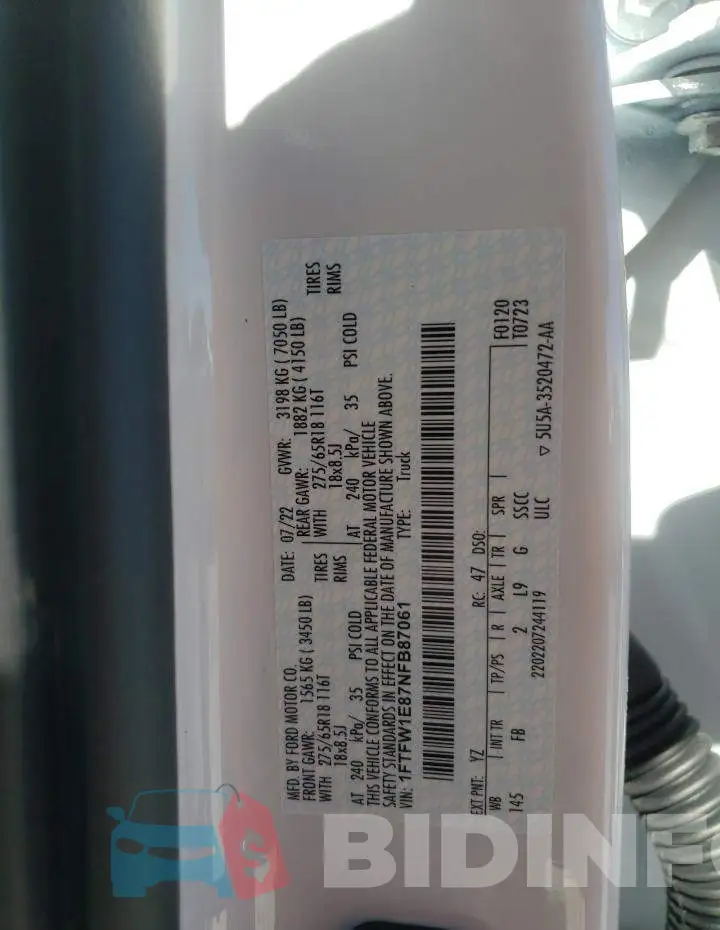 1FTFW1E87NFB87061 Photo# 10