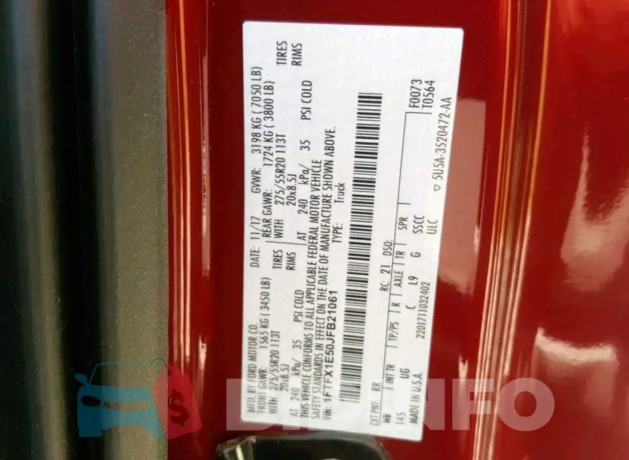 1FTFX1E50JFB21061 Photo# 10