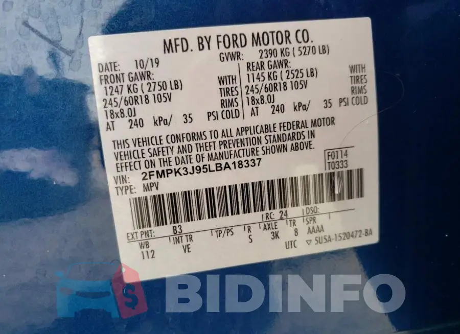 2FMPK3J95LBA18337 Photo# 10